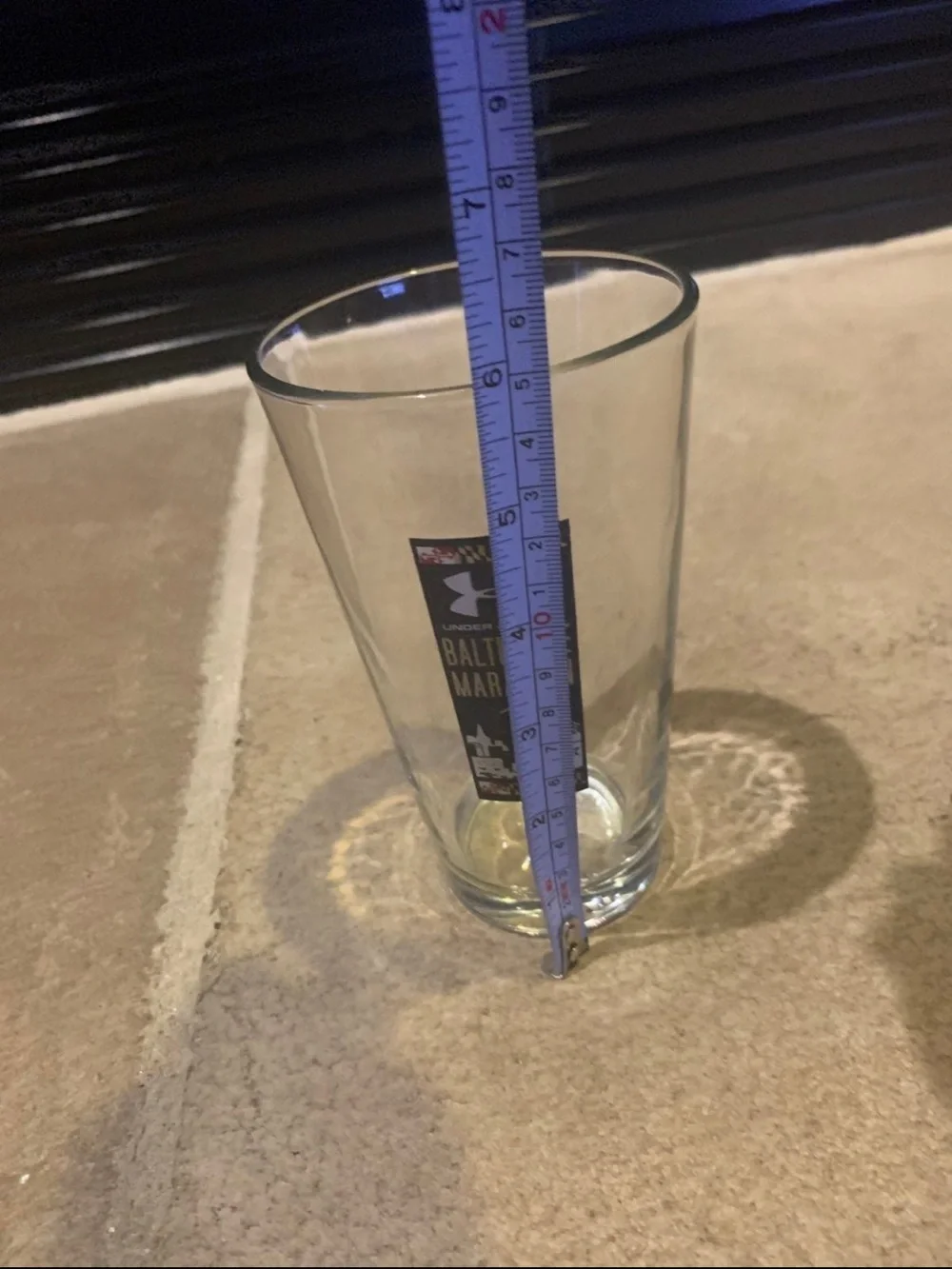 Rare Vtg Baltimore Marathon Glass  Maryland city Running Race/ logo Under Armour